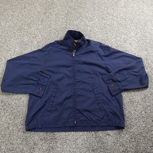 VTG Montgomery Ward Jacket Mens M Blue Lined Bomber Chin Strap Zip Coat 60s 70s